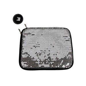 Sequin Silver Laptop Sleeve With Zipper Closure By Icing